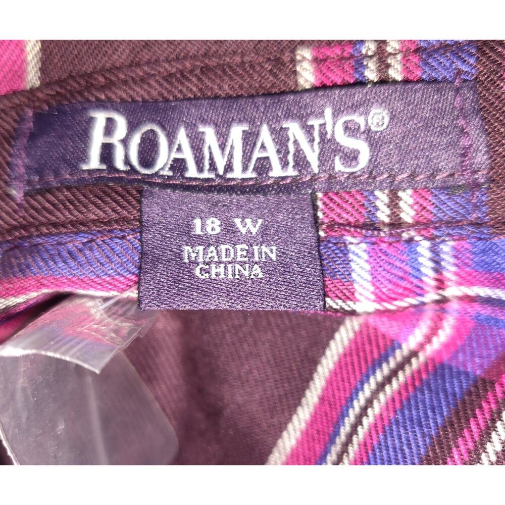 Roamans Plaid Dress PLUS 18W Purple Long Sleeve NEW Preppy Acadamia Teacher NWT - Picture 8 of 16